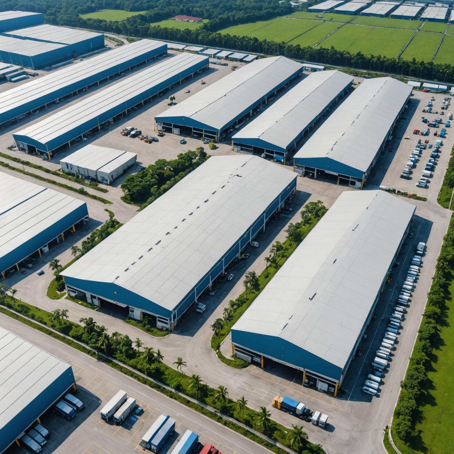 Riffblox distribution centre in suburban Kuala Lumpur from the air